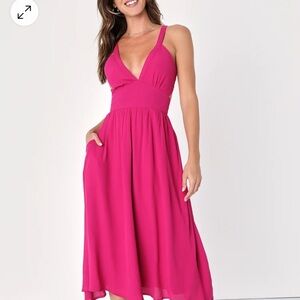 Bold New Look Magenta Tie-Back Midi Dress With Pockets